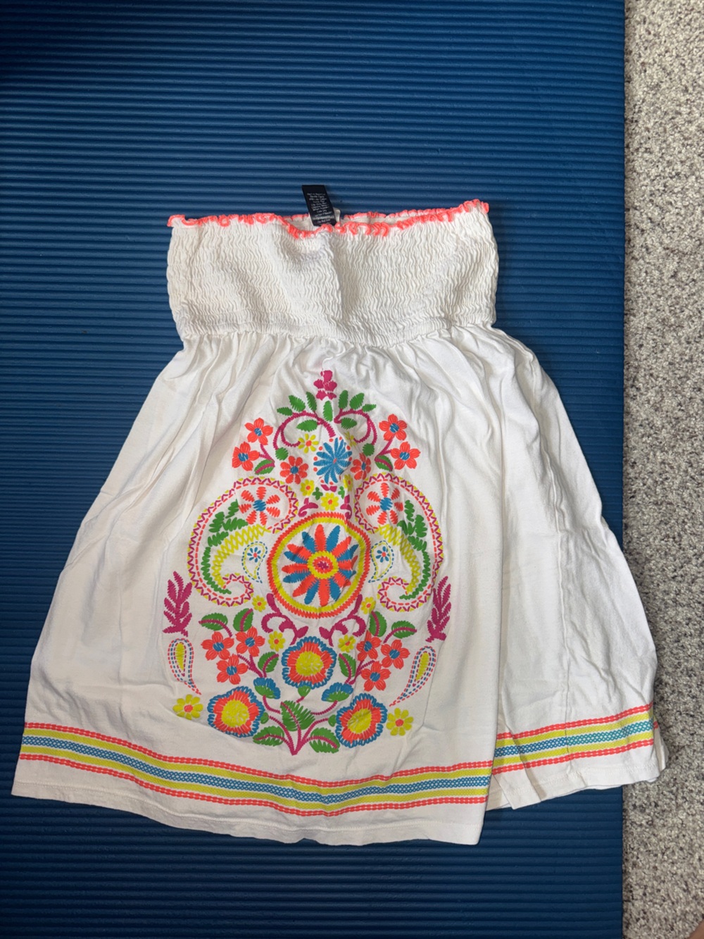 Love White Strapless Top with Neon Coral Trim